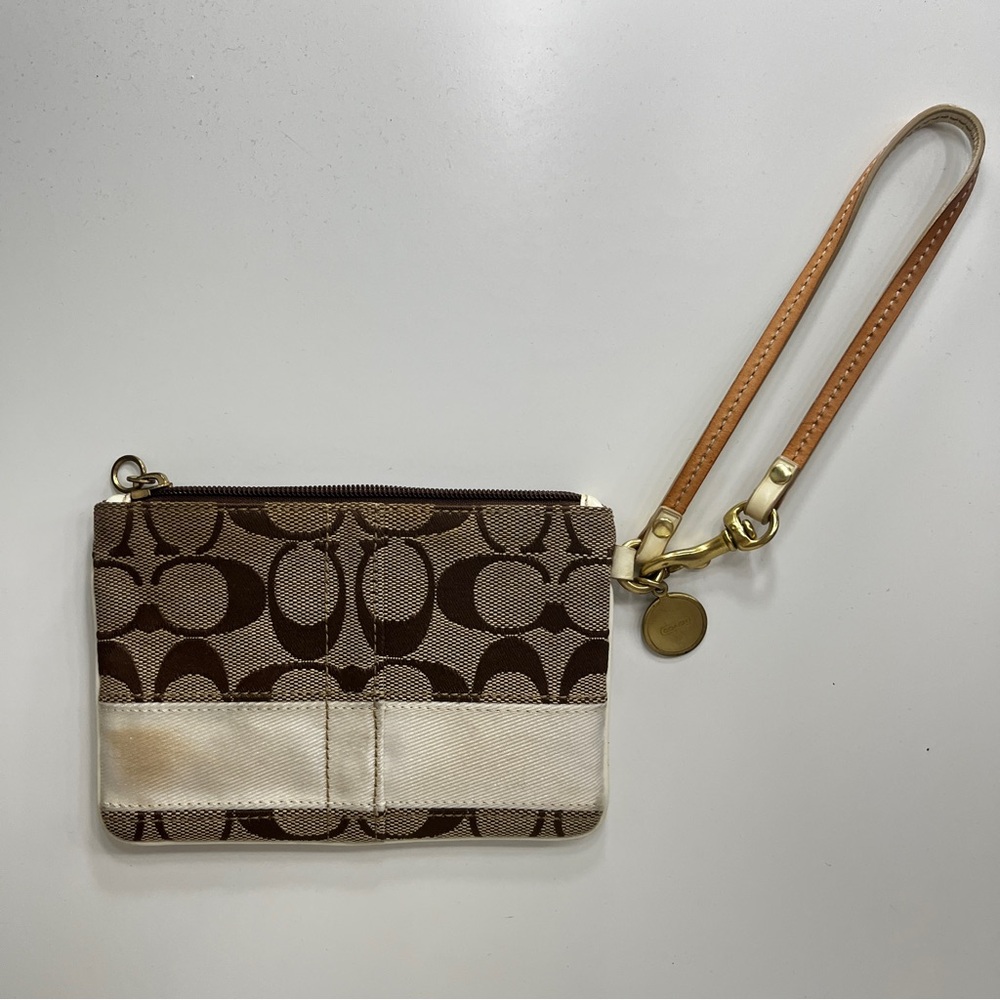 Mini brown coach wristlet keychain